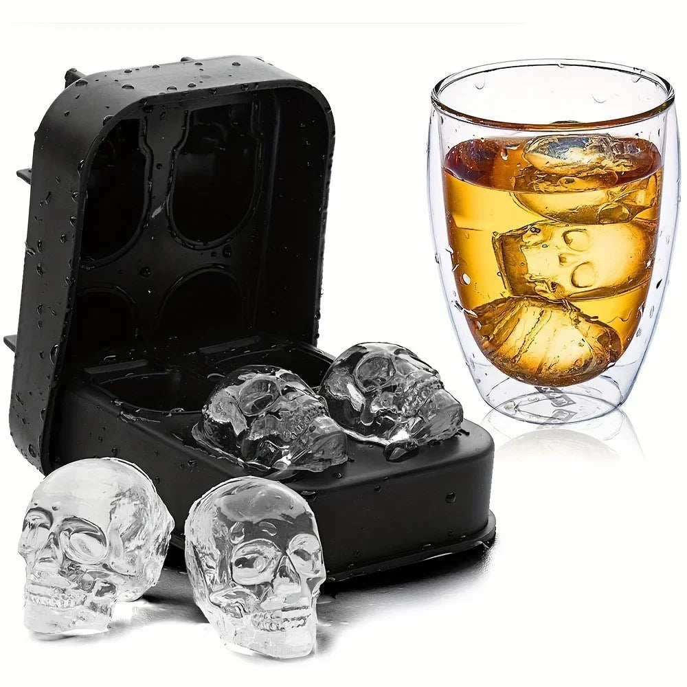 3D Skull Ice Cube Tray Silicone Mold for Whiskey Party Drinks