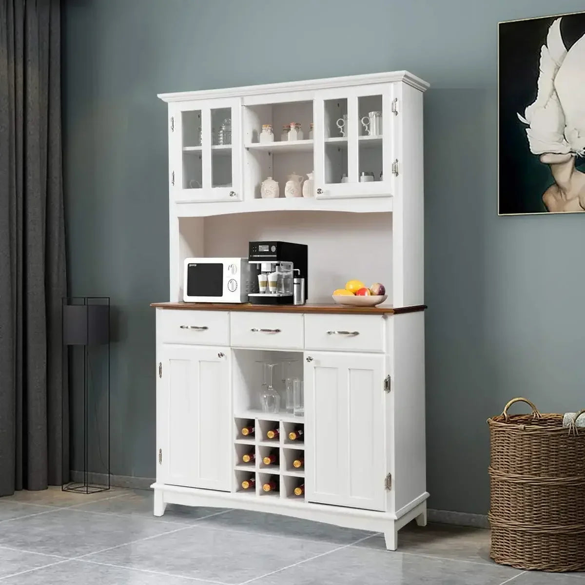 Buffet Hutch Cabinet Kitchen Sideboard Storage Island Wood Server 3 Drawers