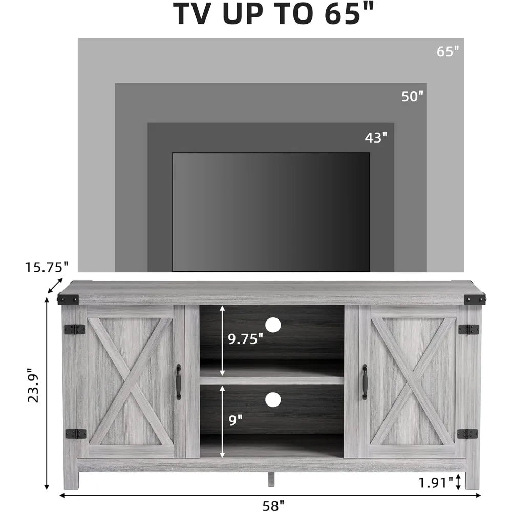 Ljustra 65 Inch TV Stand Farmhouse Entertainment Center Storage Cabinet