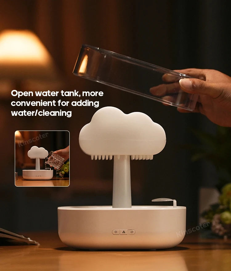Cloud Air Humidifier Aroma Diffuser Ultrasonic Mist Night Light Rain Sound