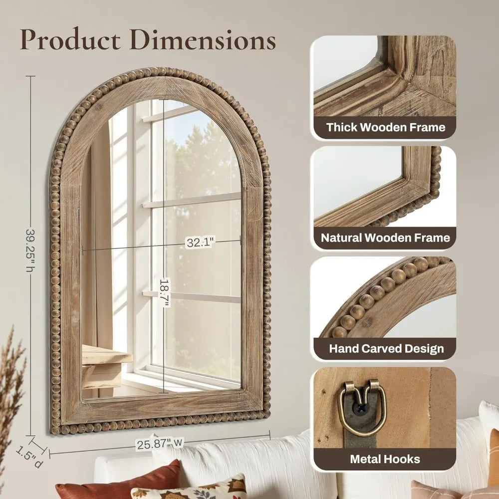 Ljustra Arch Wall Mirror 26x40 Wood Framed Farmhouse Decorative Mirror