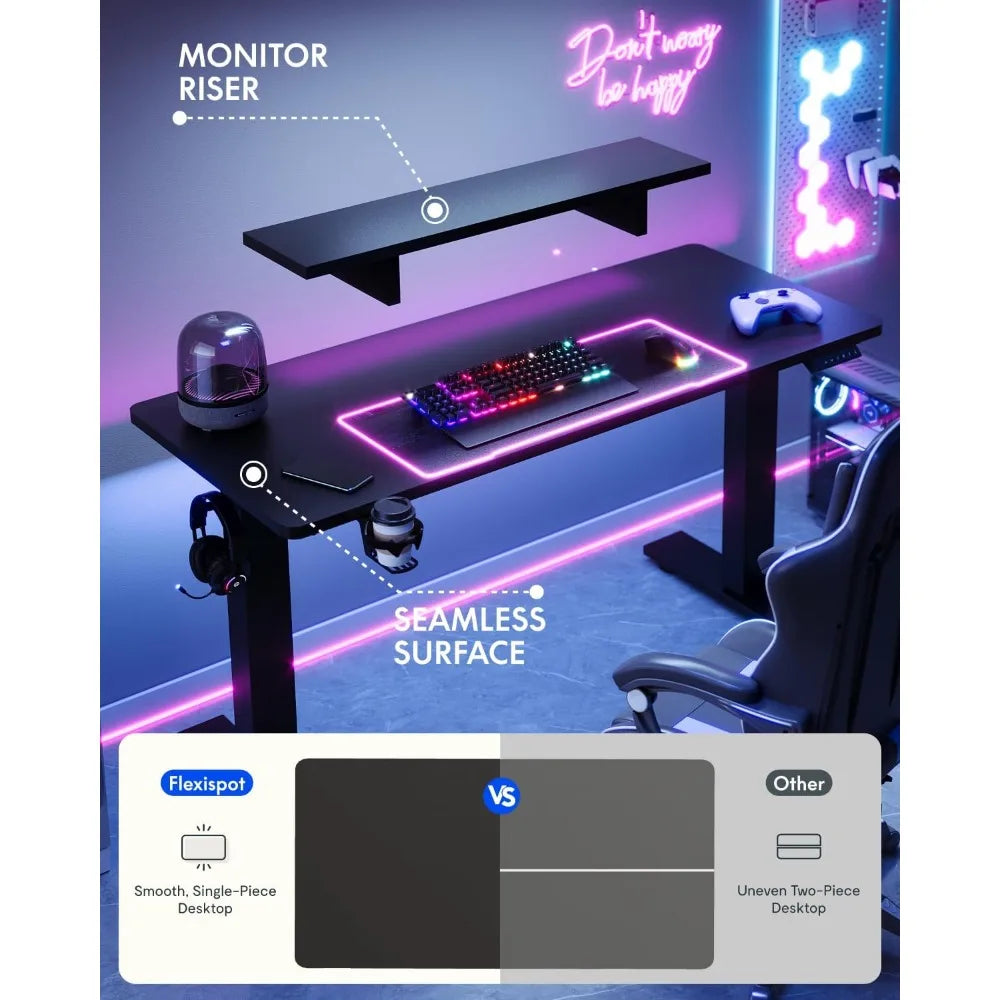 Standing Desk Electric Height Adjustable with Monitor Stand and Cup Holder