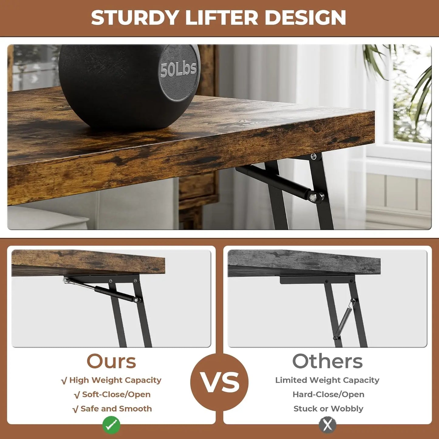 Lift Top Coffee Table Storage Modern Furniture Living Room Charging Station