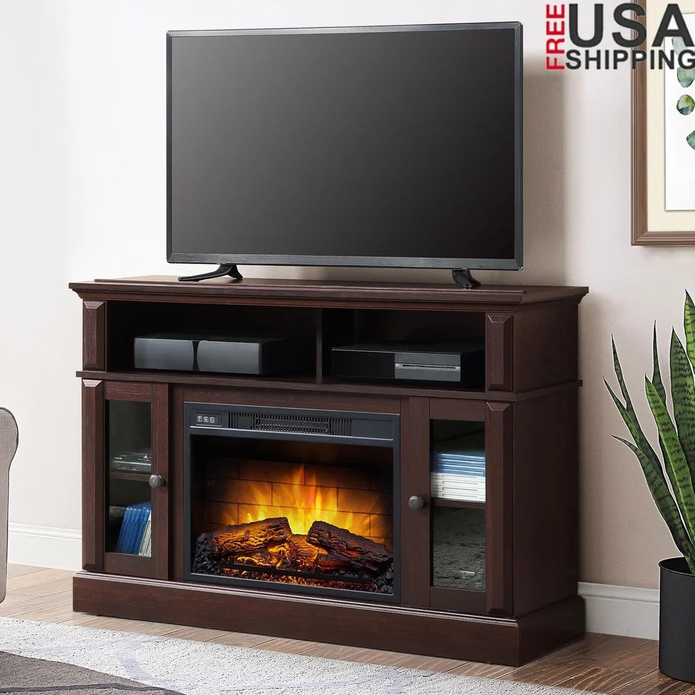 Ljustra Media Fireplace TV Stand for TVs up to 55 inch Adjustable Shelves