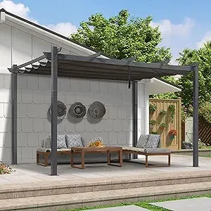 Outdoor Retractable Pergola 9.5' x 13' Aluminum Canopy Patio Shelter