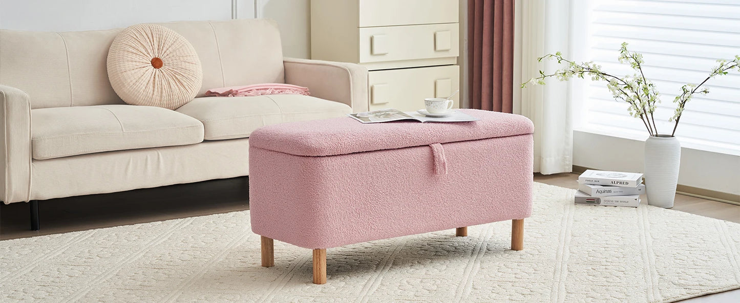 Boucle Storage Ottoman Bench for Bedroom Entryway Home Decor