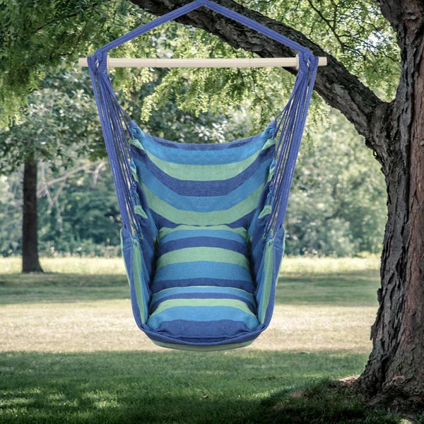 Distinctive Cotton Canvas Hanging Rope Chair with Pillows for Relaxation