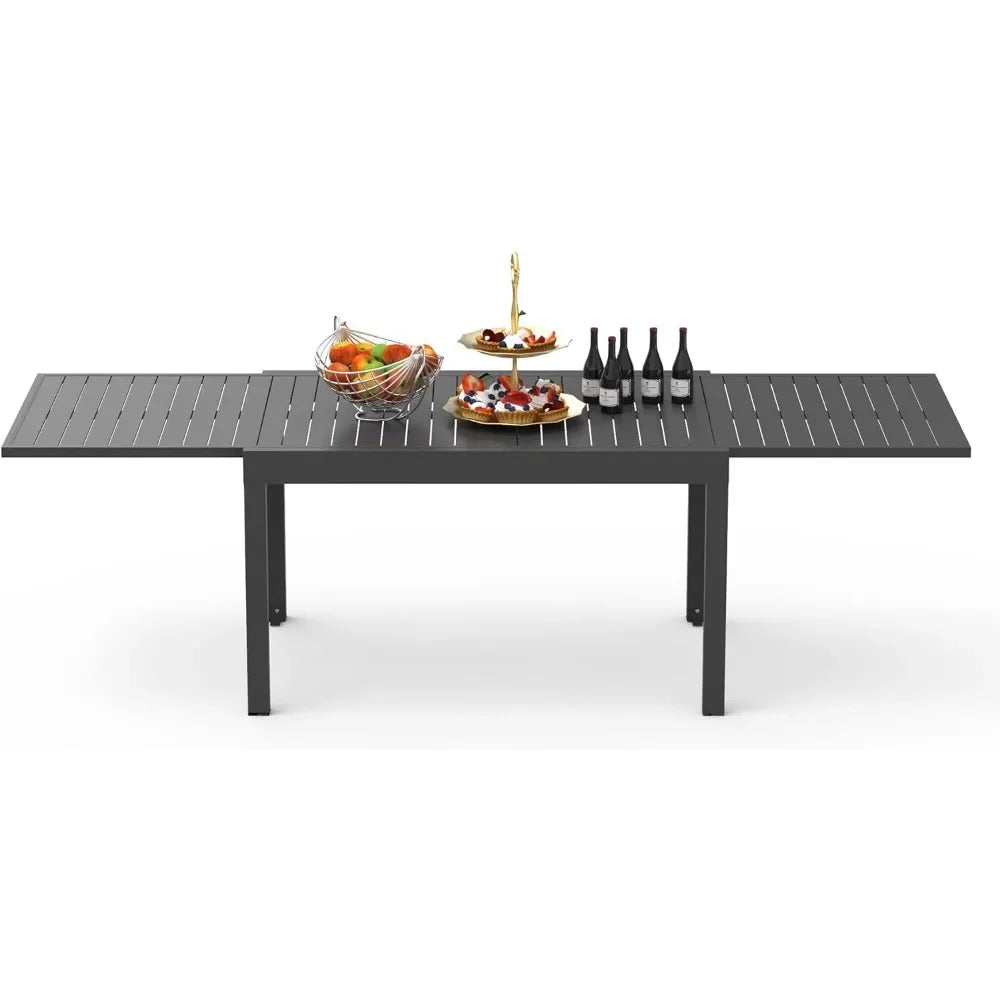Expandable Metal Aluminum Outdoor Table for Porch Lawn Garden Bar