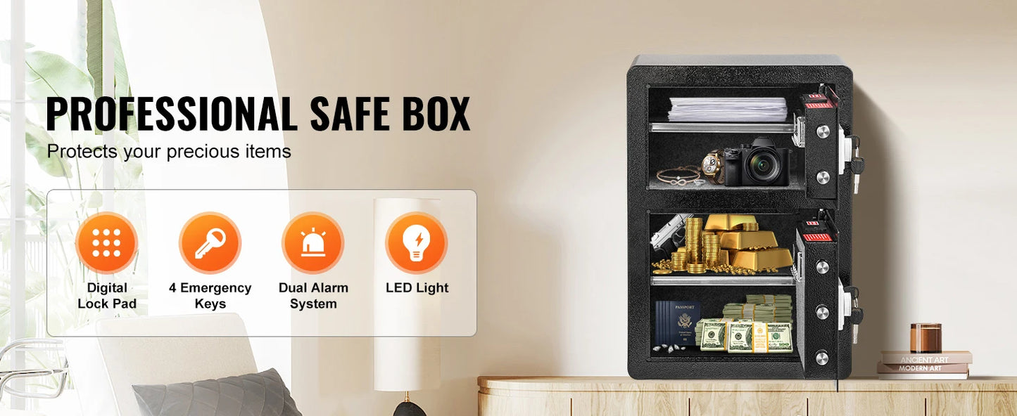 SucceBuy 4.0 cu.ft Safe Box with Key Lock Fingerprint LED Light