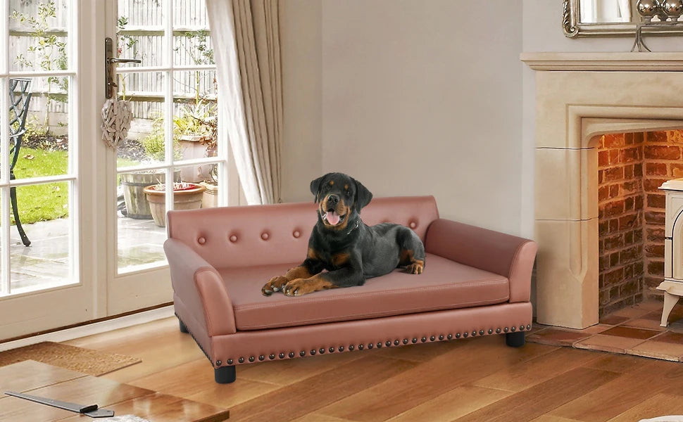 Large Elevated Dog Sofa Waterproof Pet Bed with Removable Cushion