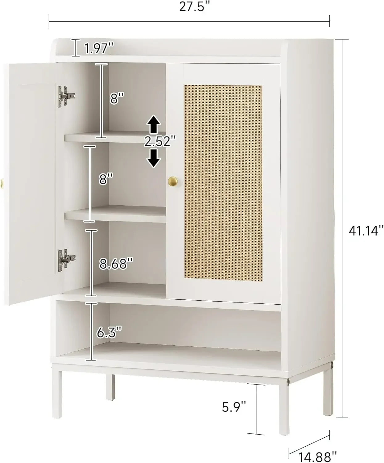 5-Tier Rattan Shoe Cabinet Entryway Storage Adjustable Shelves 20 Pair