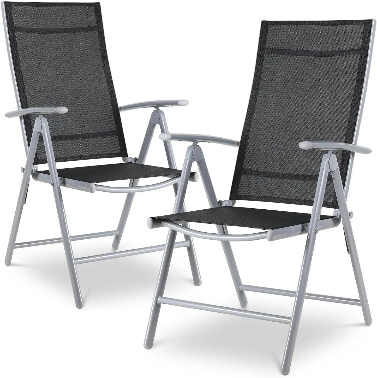 2PCS Adjustable Foldable Lounge Chairs Outdoor Lightweight Aluminum