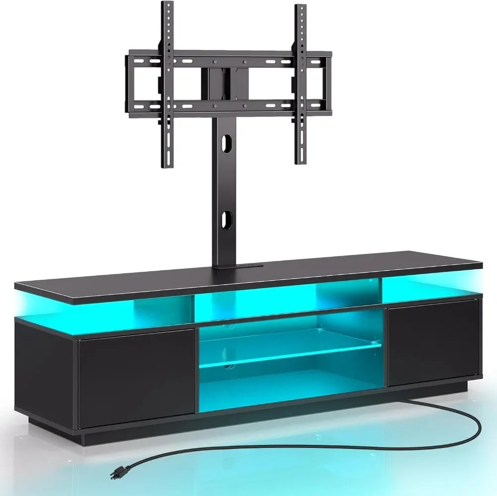 Ljustra TV Stand with Mount and Power Outlet 51.2" Swivel Adjustable