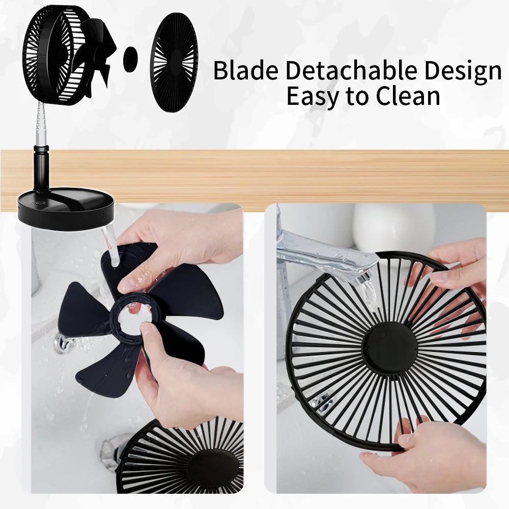 Portable Foldable Desk Fan with Remote Control and Timer Battery USB
