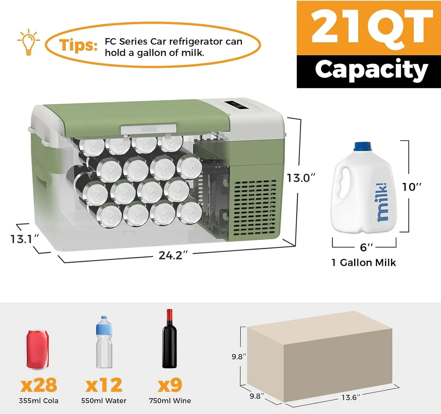 Setpower FC20 Portable 12V Refrigerator Fast Cooling Car Fridge Freezer