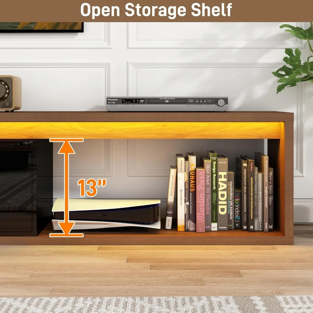 Extendable TV Stand with LED Light Modern Media Console for 120 Inch TV