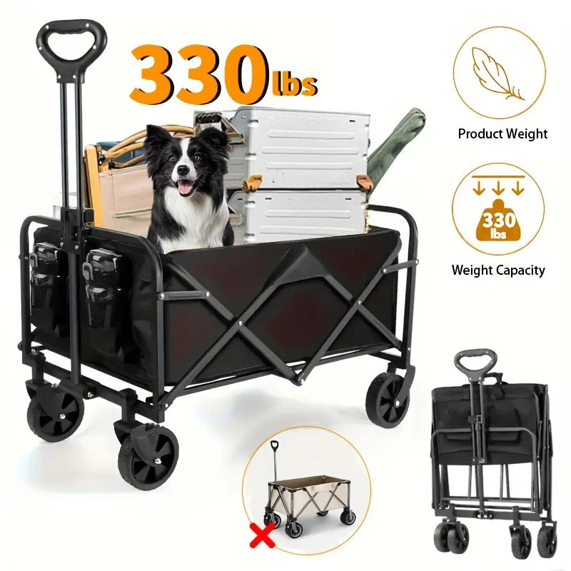 Heavy Duty Foldable Utility Garden Wagon 330 450LB Portable Cargo Cart