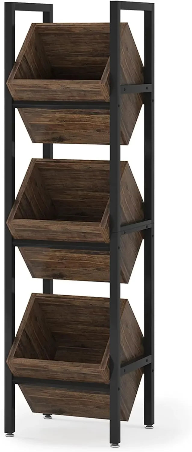 Freestanding 3 Tier Wooden Wine Rack Storage Display Shelf Organizer