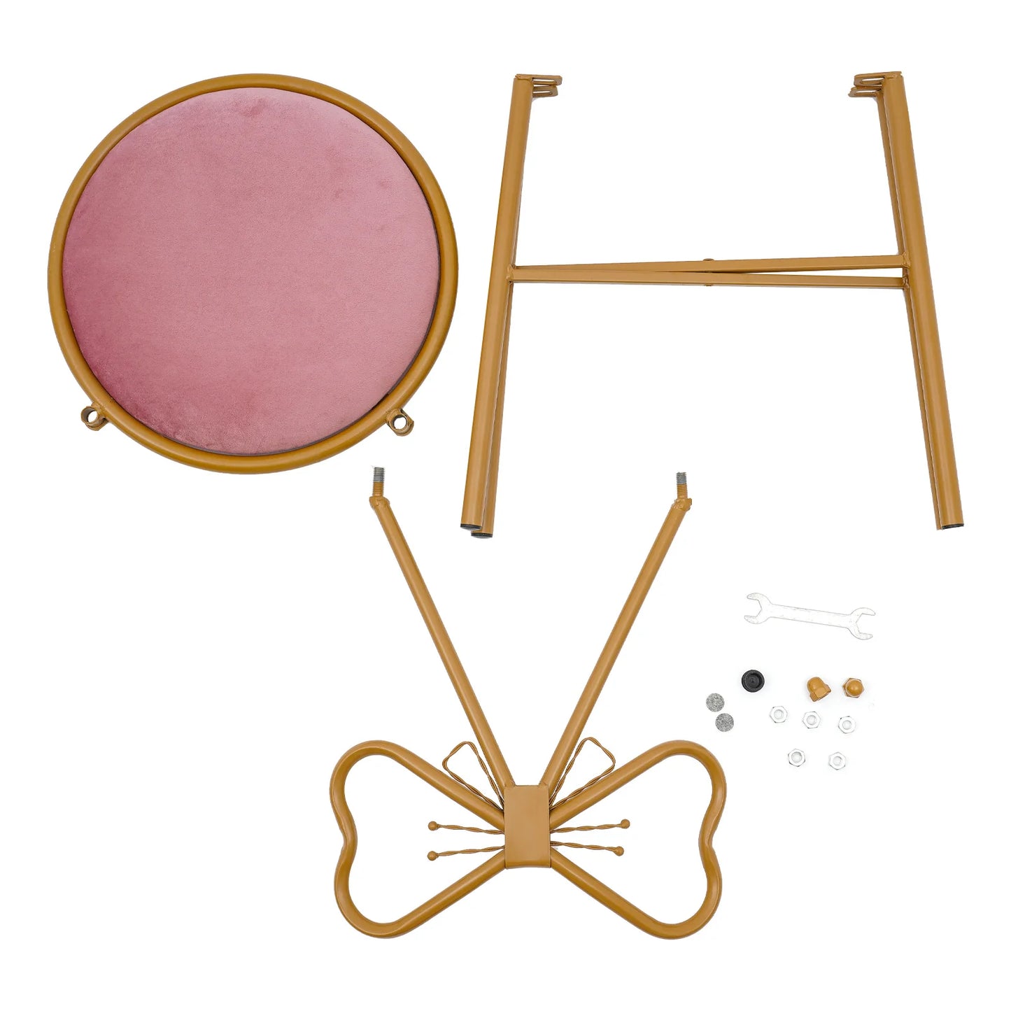 Butterfly Backrest Makeup Chair Modern Vanity Stool with Metal Frame