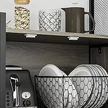 Large Kitchen Hutch Storage Cabinet with Metal Frame and Mesh Doors
