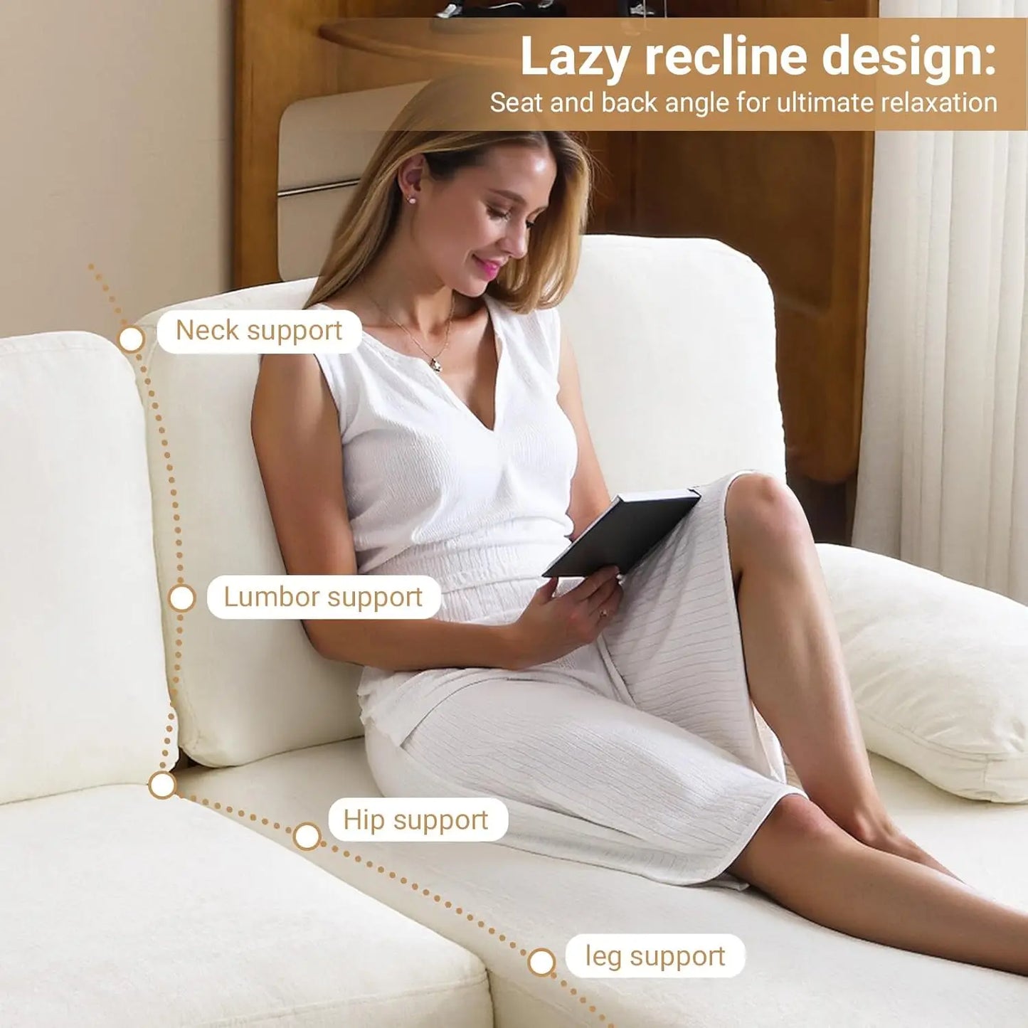 Ljustra Modern U-Shape Couch, 4-Seat Chenille Sectional Sofa, Burnt Orange, 110"