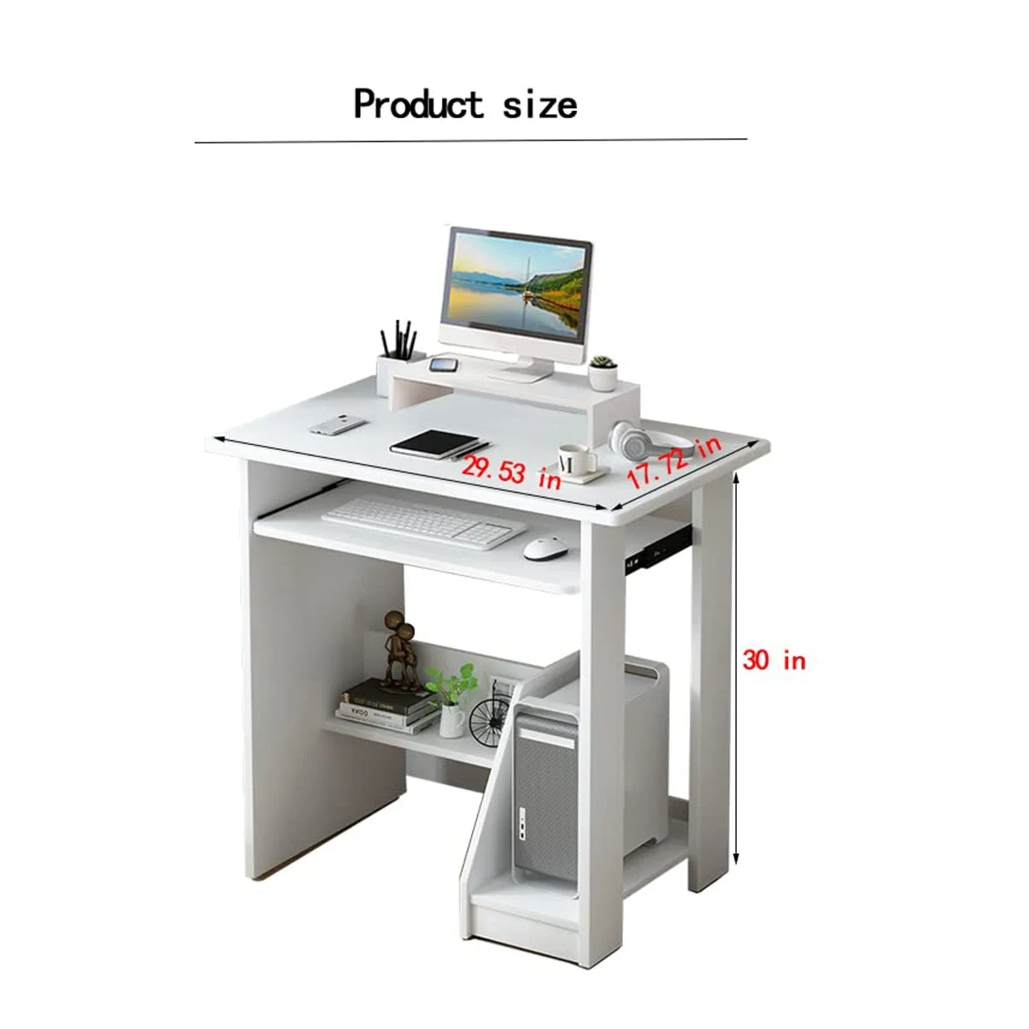 Home Office Computer Desk with Monitor Stand and Keyboard Tray