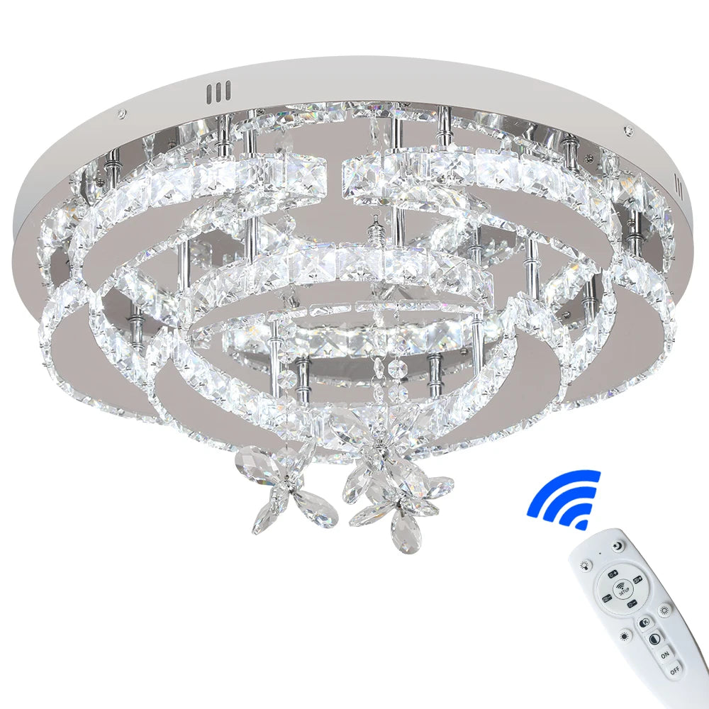Modern Crystal Drop Chandelier LED Ceiling Light Home Decor