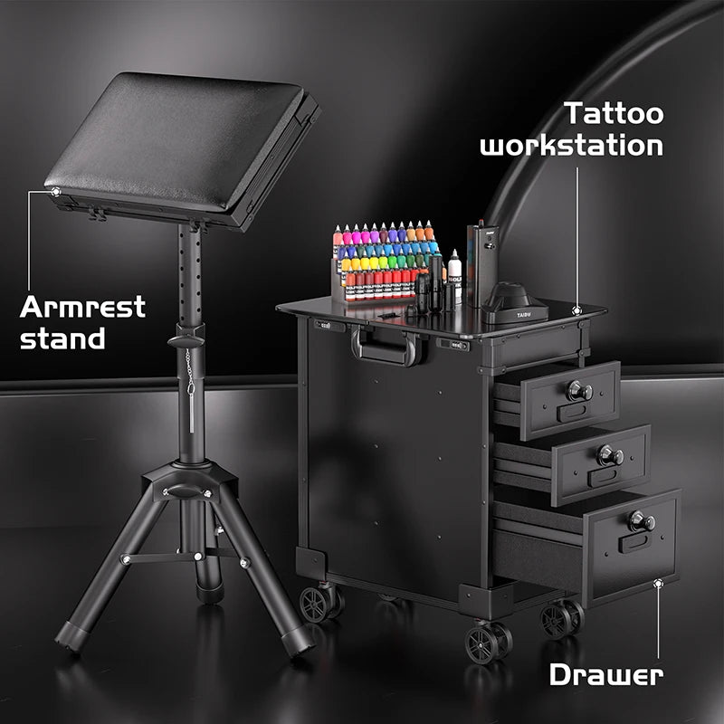 Ljustra Tattoo Suitcase With Three Drawers Large Storage Traveling Case