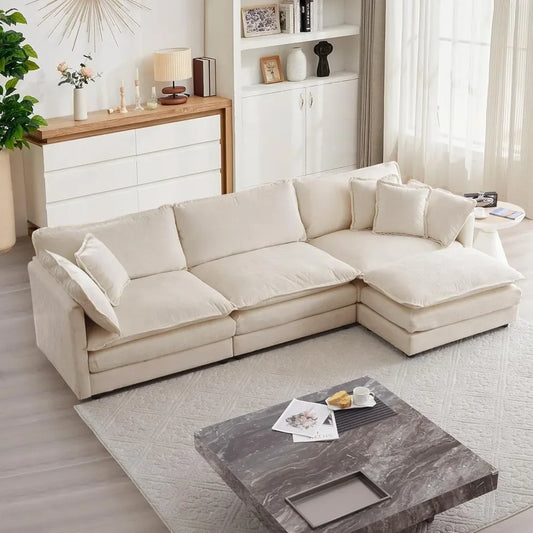 Ljustra Modular Sectional Sofa L-Shaped Couch 3-Seater with Ottoman