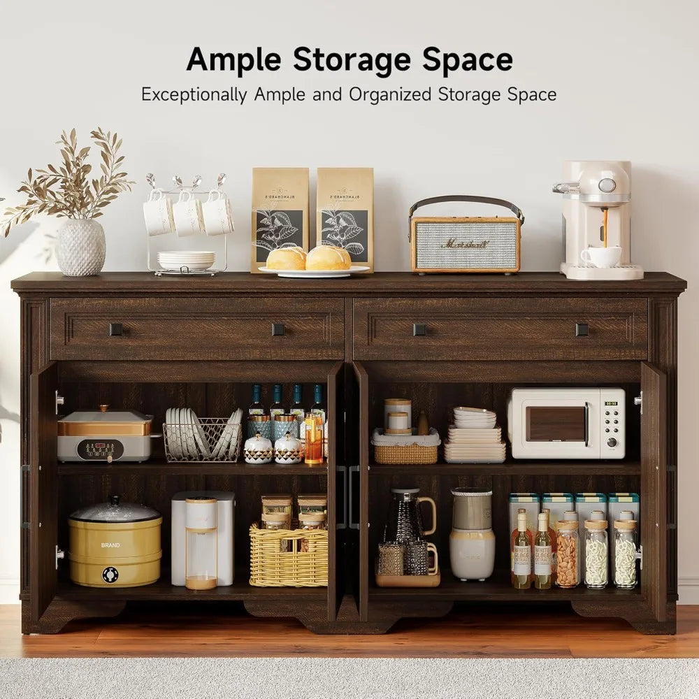 Ljustra 63 Inch Sideboard Buffet Cabinet Kitchen Storage Credenza