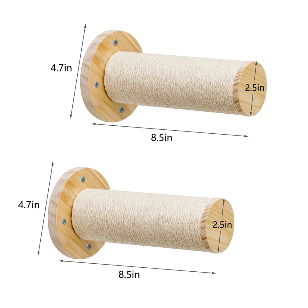 Cat Wall Shelf Moon Shaped Hammock Solid Wood Climbing Steps Indoor Furniture