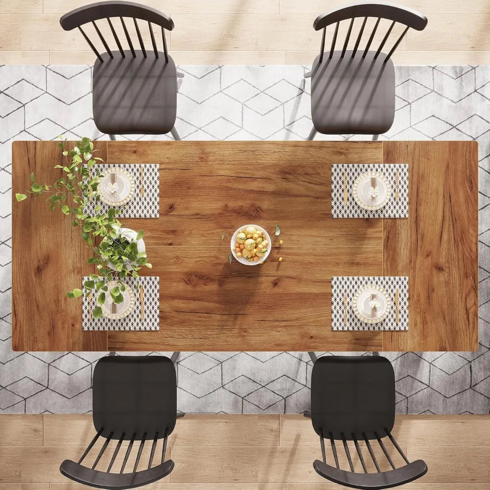 Modern Dining Table for 4-6 People Rectangular Kitchen Table