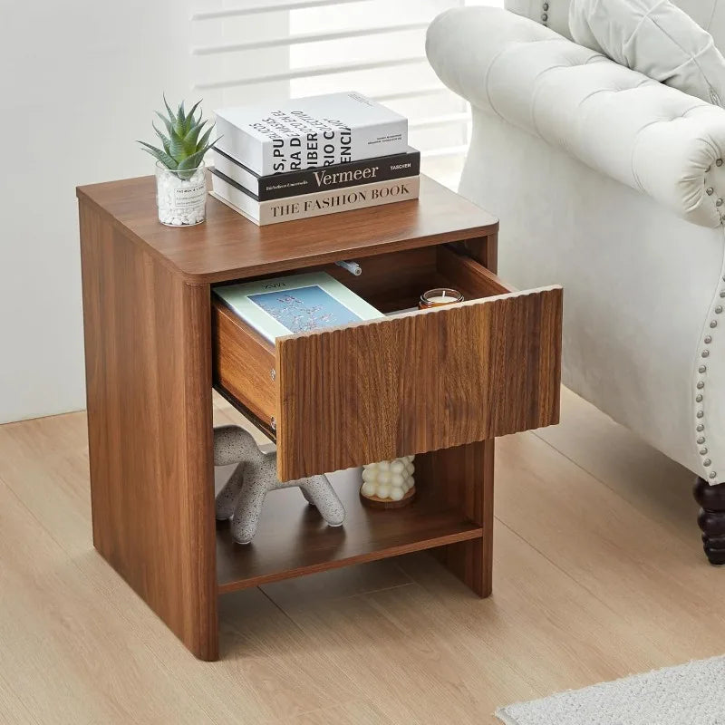 Mid Century Modern Nightstand Set 2 with Drawer for Bedroom Living Room