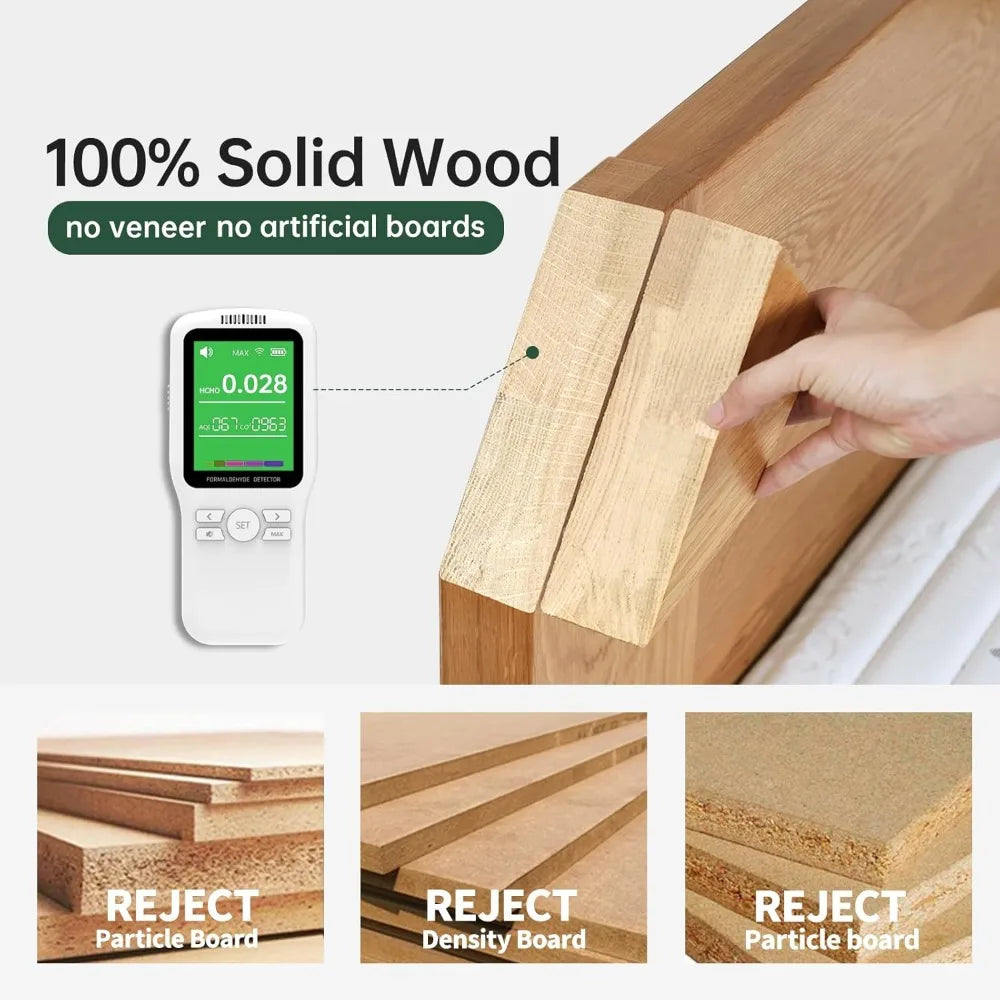 Solid Oak Mid Century Modern Writing Desk with Drawer for Home Office