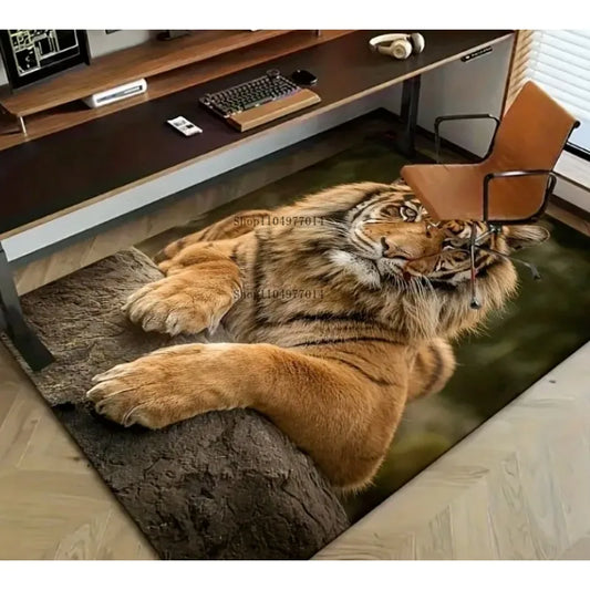 Tiger Pattern Soft Rug Machine Washable Non-Slip Decorative Carpet