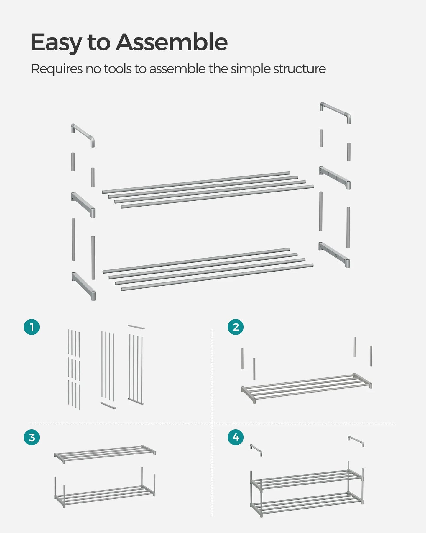 Ljustra 2-Tier Shoe Rack Organizer Metal Storage Shelf for 10 Pairs