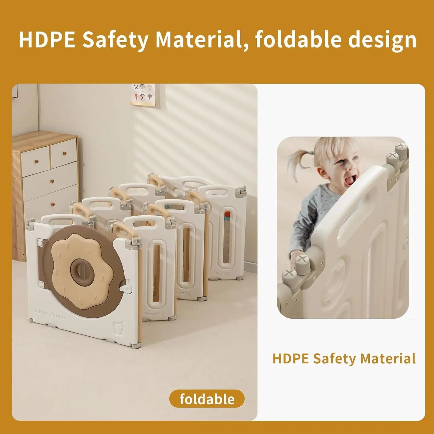 Foldable Playpen for Babies Toddlers Portable Safety Gate 14 18 22 Panels