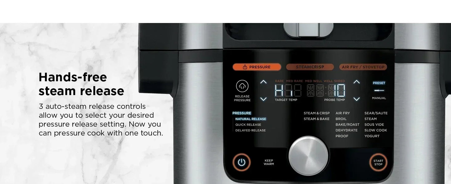 Ninja Foodi 14-in-1 XL 8 Quart Pressure Cooker Steam Fryer SmartLid Thermometer