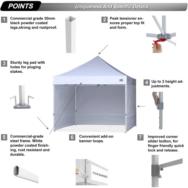 Ljustra Easy Pop Up Canopy Tent 10x10 with Sidewalls for Outdoor Events