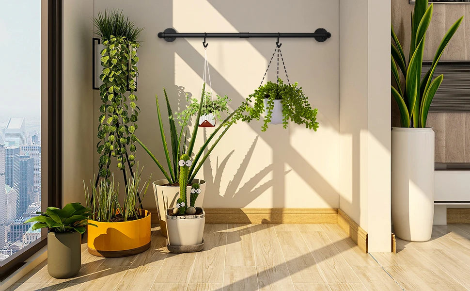 Wall Mounted Industrial Pipe Clothes Rail Set of 2 Coat Rack