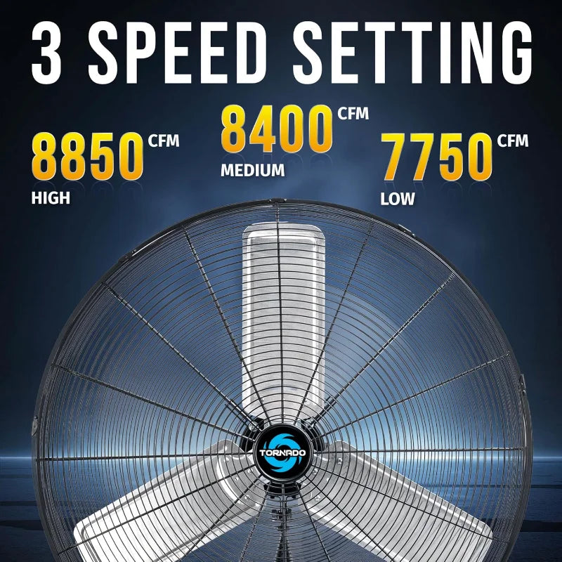 Tornado 30 Inch High Velocity Non-Oscillating Metal Pedestal Fan