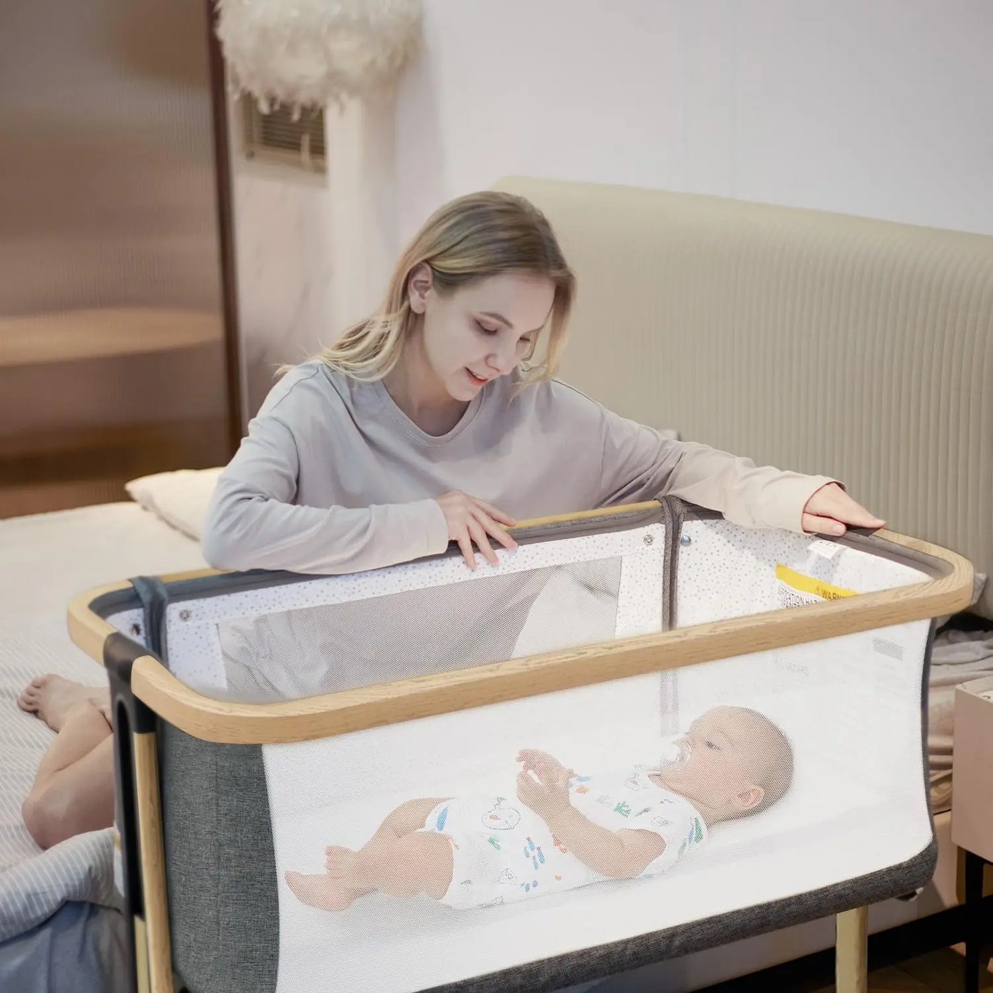 3 in 1 Baby Bassinet Bedside Sleeper Cradle with Storage Easy Assemble