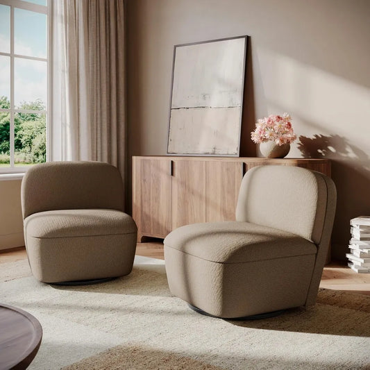 Set of 2 Modern Upholstered Swivel Accent Chairs with Storage