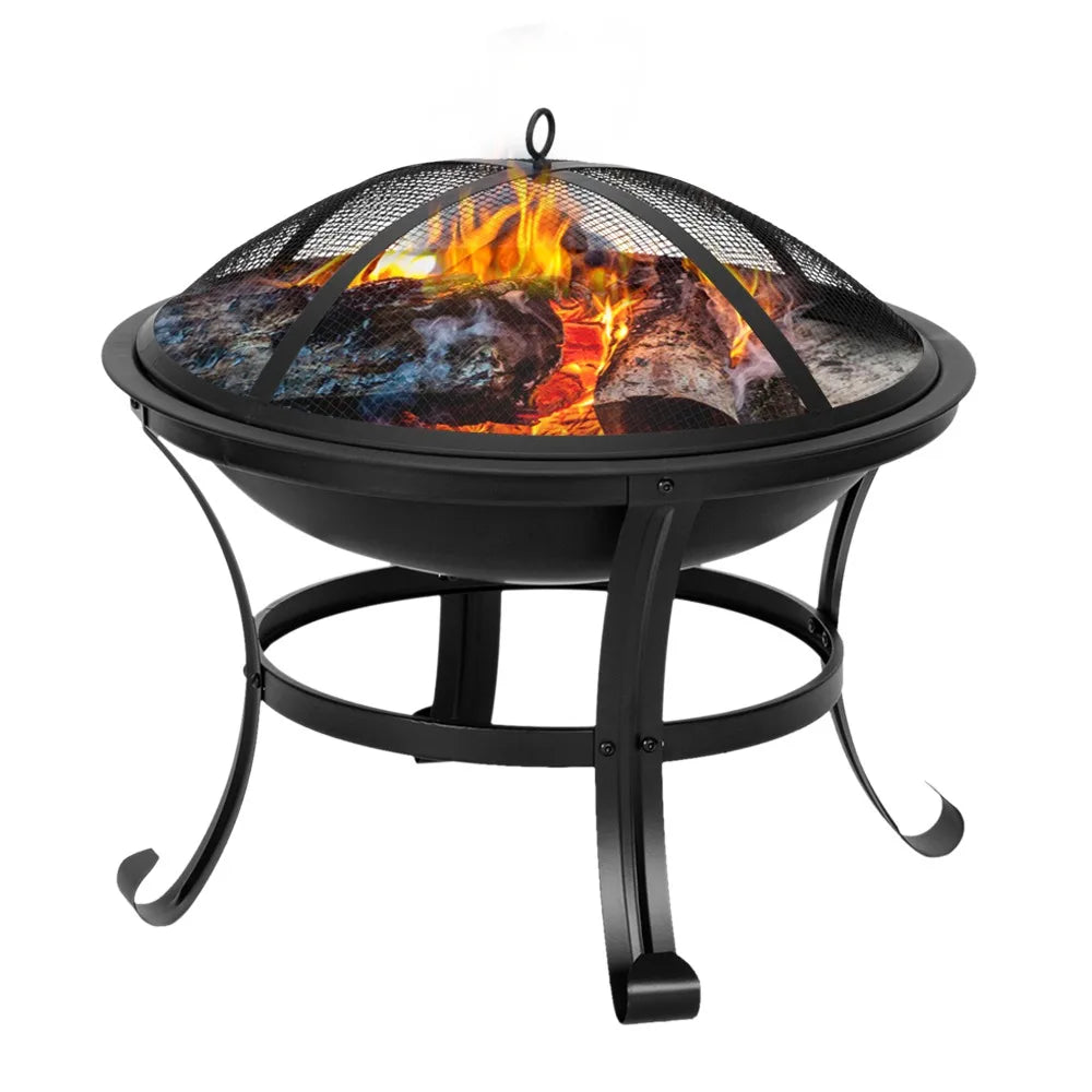 22 Inch Curved Feet Iron Brazier Wood Burning Fire Pit for Backyard