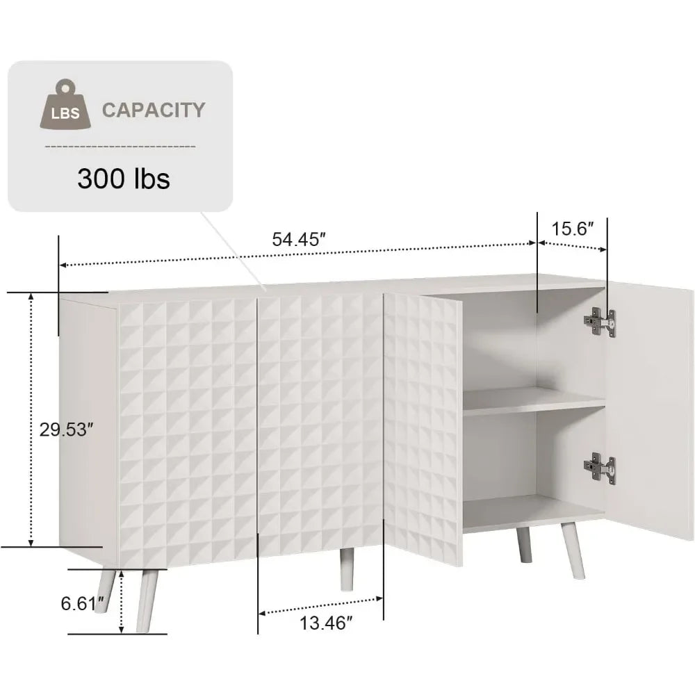 Ljustra 54.45 Inch Buffet Cabinet Large Sideboard Storage Kitchen Organizer
