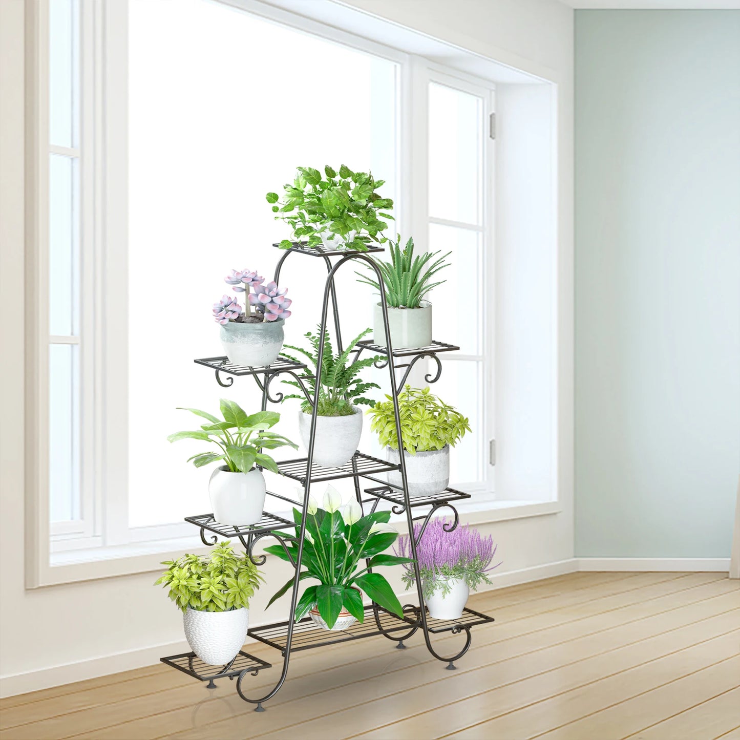 9 Tier Metal Plant Stand Indoor Outdoor Flower Shelf Display Rack