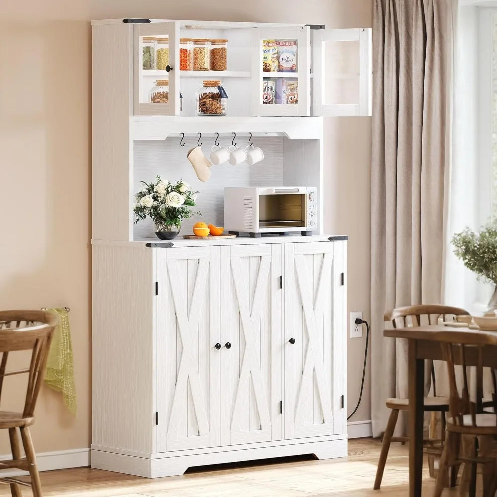 Tall Kitchen Pantry Storage Cabinet Freestanding Farmhouse Hutch