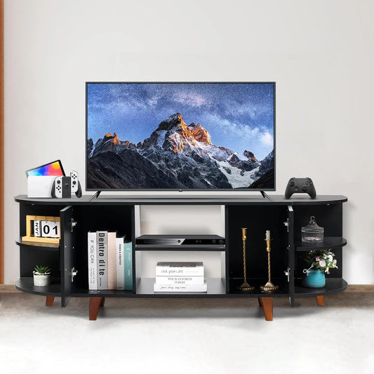 Farmhouse TV Stand for 65-70 Inch TV Modern Mid Century Media Console