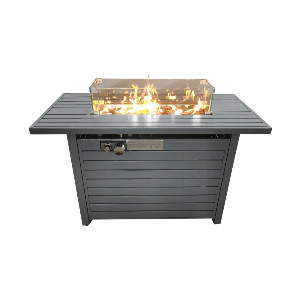 42'' Steel Propane Outdoor Fire Pit Table with Lid for Backyard Patio