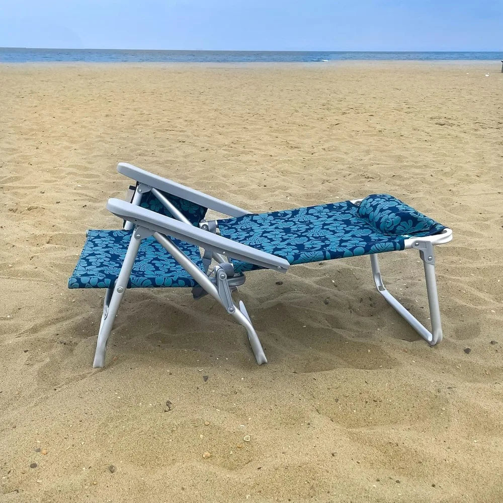 Folding Beach Chair Recliner Backpack Towel Rack Outdoor Furniture